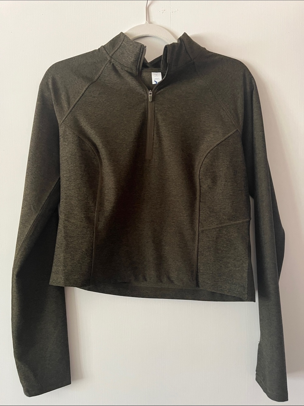 Old Navy Olive Green Quarter-Zip Crop Top